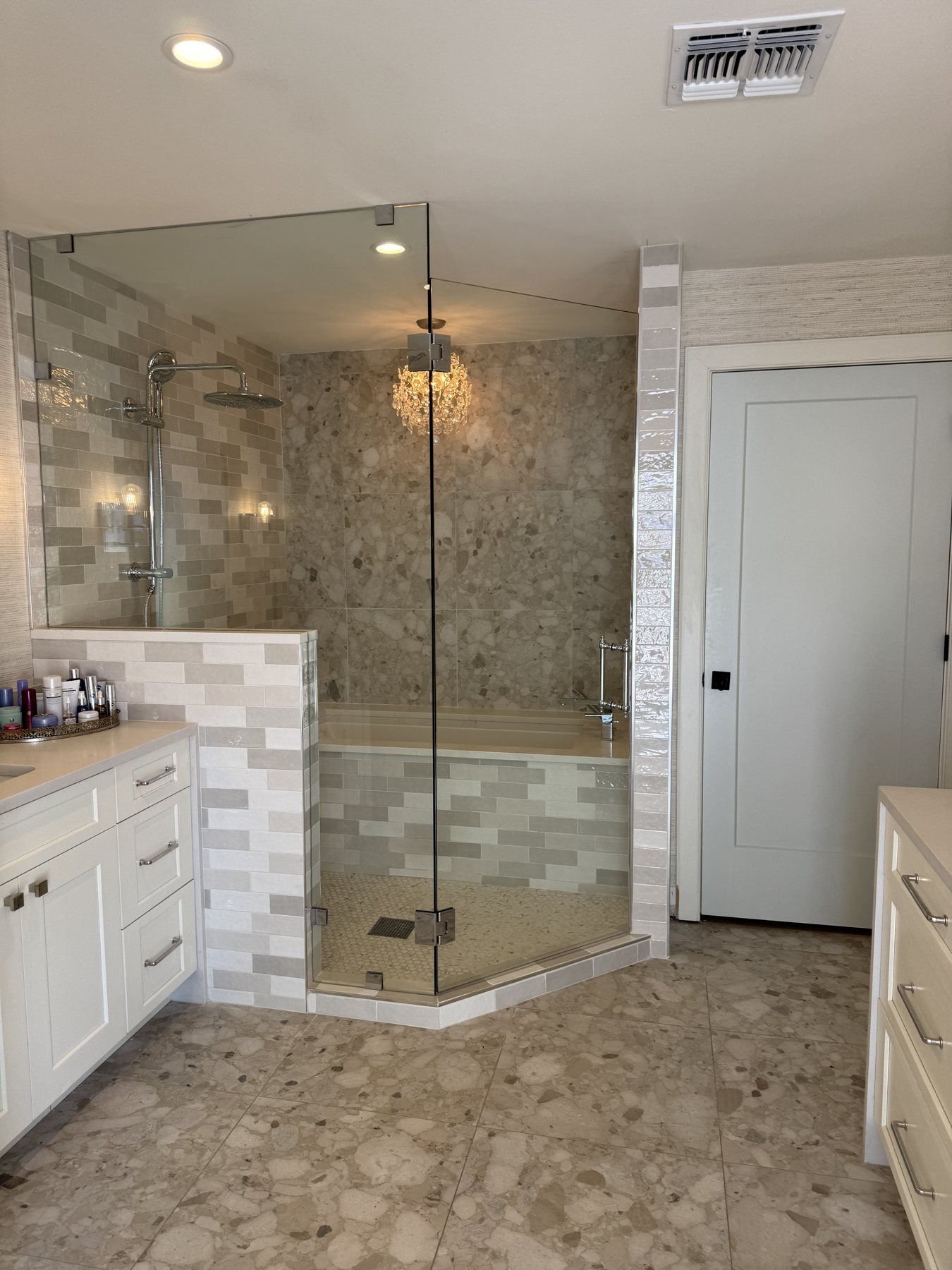 Frameless glass walk-in shower